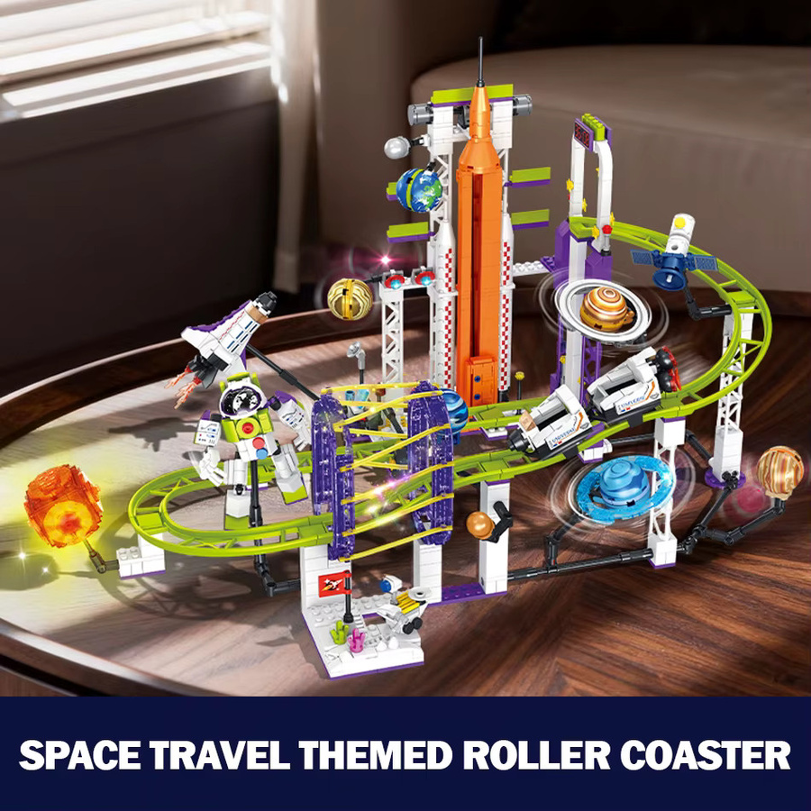 BXA Weltraum-Reise-Achterbahn-Bausatz, Sonnensystem-Raketenstartbasis, 1118 Teile - Bild 2