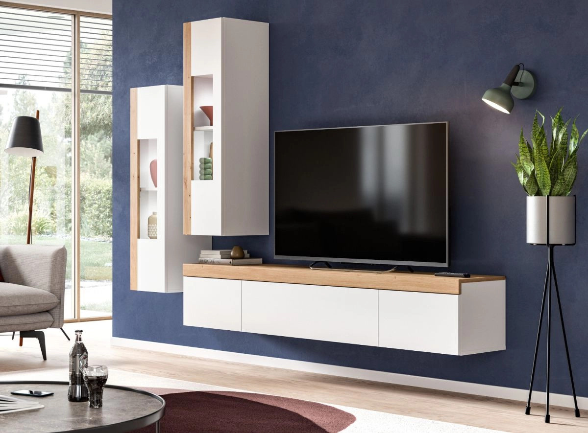 Inn.Furn TV-Lowboard Siena modern in Weiß und Eiche, B/T/H: 180 x 34 x 33 cm - Bild 5