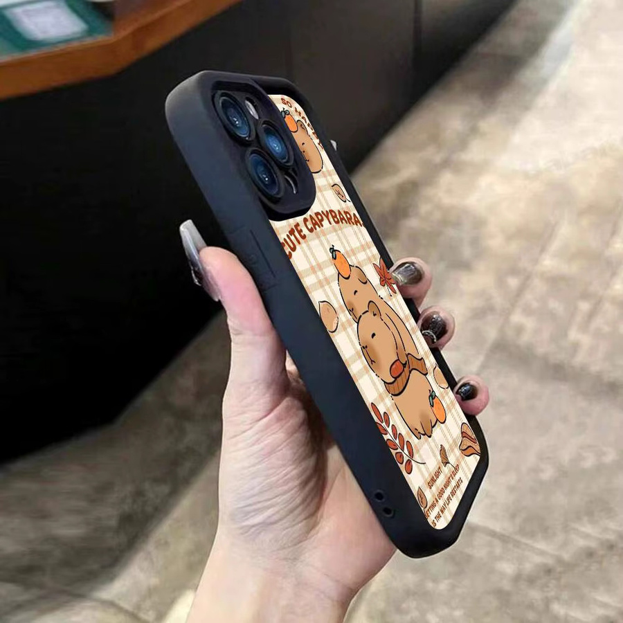 Weiche Silikon-Handyhülle mit Cartoon-Capybara Design für Apple iPhone 11 12 13 14 15 16 17 Pro Max in Multicolour - Bild 3