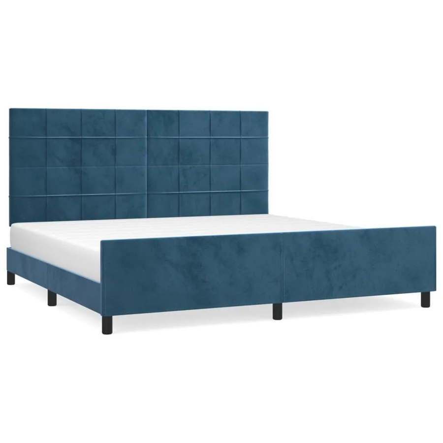 vidaXL Bettgestell aus Samt in Dunkelblau ohne Matratze B/T/H: 200 x 200 x 128 cm - Bild 2