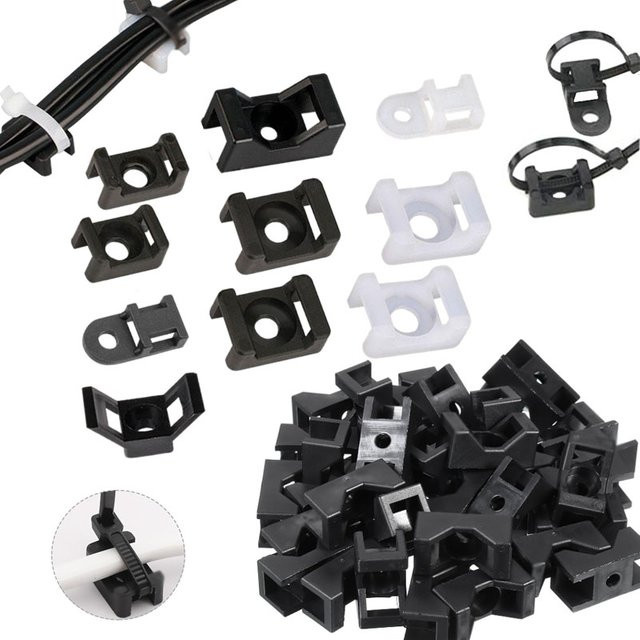 100 Stück Kabelbinder Sattelförmige Halterung als USB-C Kabelhalter Organizer aus Nylon in Weiß - Bild 1