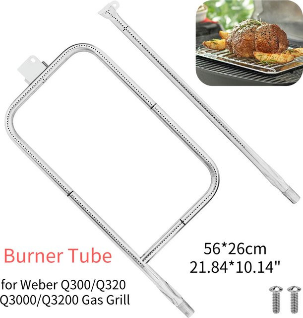 Weber Grillbrenner Ersatzteil aus Edelstahl für Weber Q100 in Silber - Bild 1