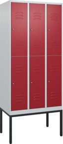 C+P Doppelstock-Spind Classic PLUS mit 3 Abteilen, Gestell, Zylinderschloss, Farbe: Rubinrot, H x B x T: 212 x 90 x 50 cm - Bild 1