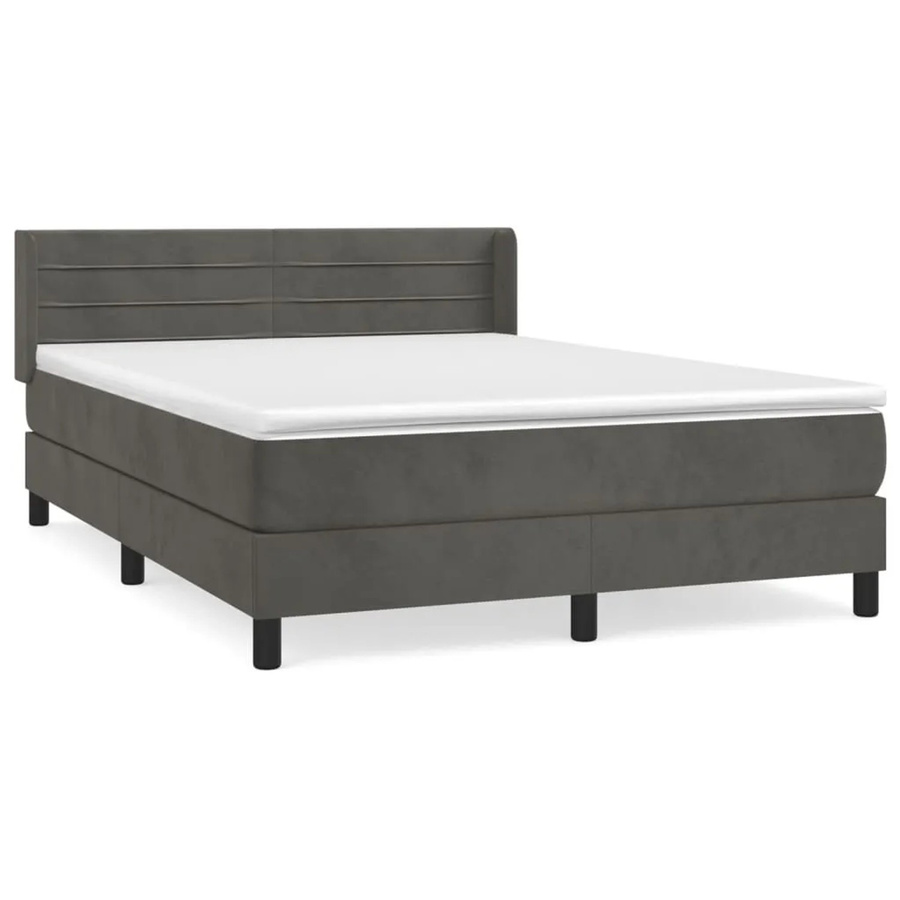 vidaXL Boxspringbett mit Matratze Dunkelgrau Samt B/T: 140 x 190 cm - Bild 2