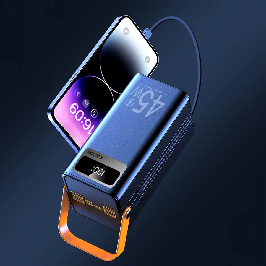 GerTong Powerbank 50000mAh mit 45W Schnellladung, digitale Anzeige und LED-Licht, Schwarz - Bild 7