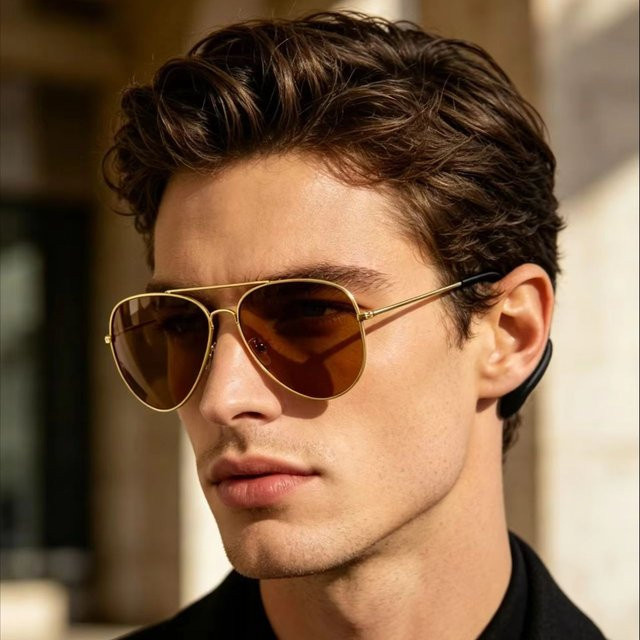 CHUYONG Sonnenbrille Aviator, Metall, Vollrand, Unisex, Gold - Bild 1
