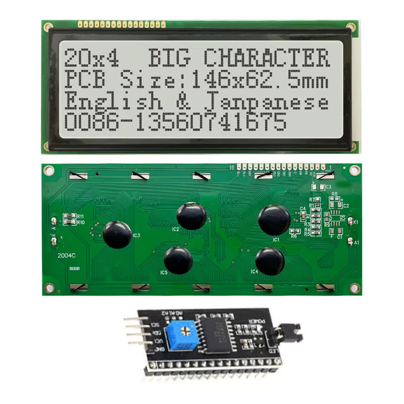 Yuxian LCD-Display 20x4 mit I2C IIC Schnittstelle in Blau Weiß Grün, Größe: 14,6 x 6,25 cm, 5V - Bild 3