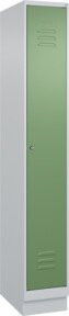 C+P Spind Classic PLUS Garderobenschrank mit Sockel, 1 Abteil, Zylinderschloss und 3 Garderobenhaken, Farbe: Grau/Grün, H x B x T: 195 x 30 x 50 cm - Bild 1