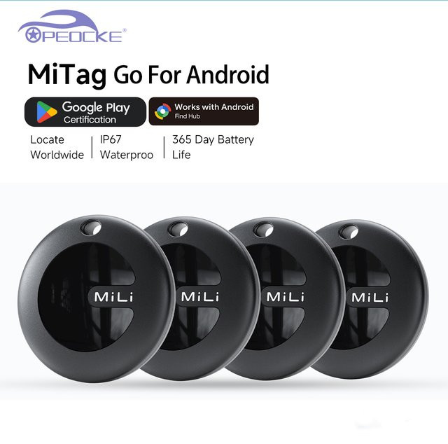 MiLi Smart GPS Tracker Bluetooth-Ortungsgerät für Android, kompatibel mit Google Find My Device, MiTag Finder für Schlüssel und Geldbörsen, Schwarz, 1-4er-Pack - Bild 1