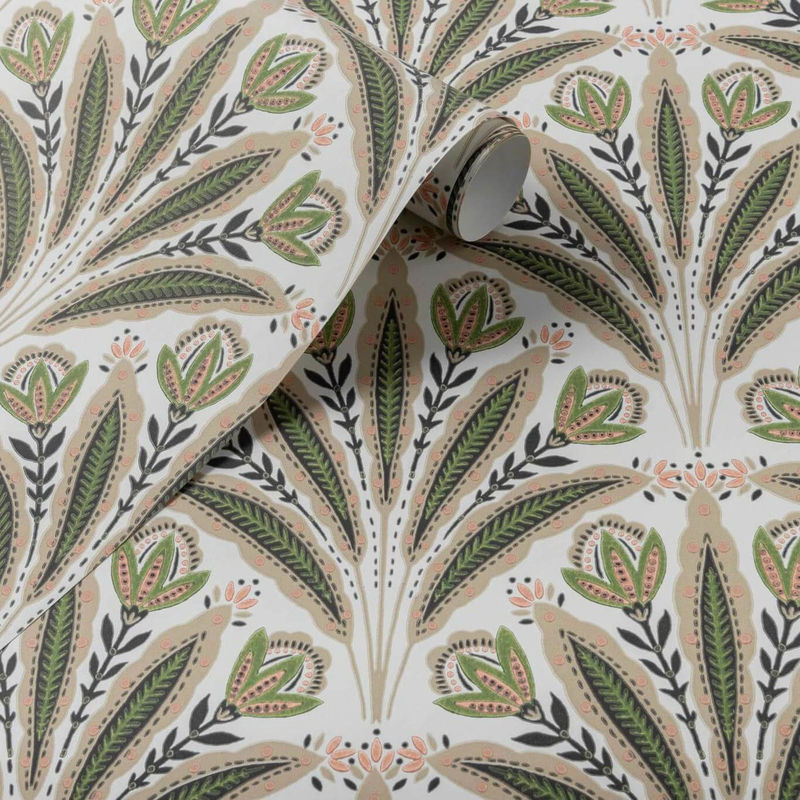 Clarke & Clarke Tapete Attingham Botanical Floral in Sage und Blush mit mattem Finish - Bild 2