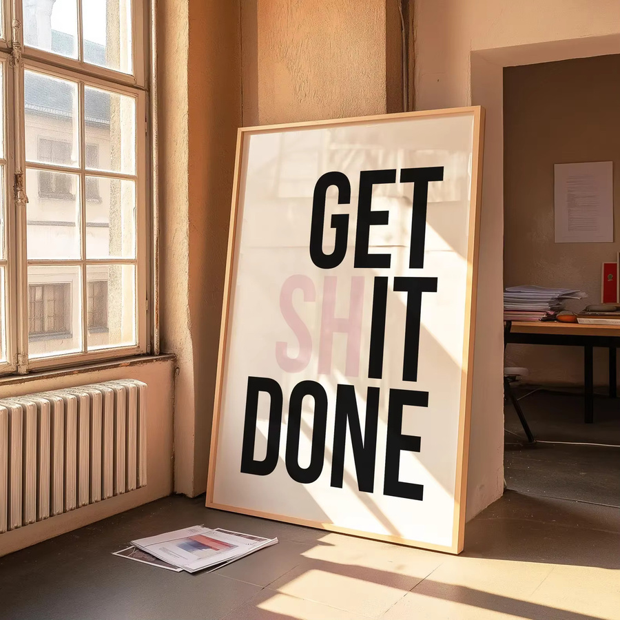 Motivationsposter Get Shit Done von SHENCHEN, minimalistische Wandkunst mit Typografie in Weiß, rechteckiges Papierposter für dein Büro oder Home-Office - Bild 3