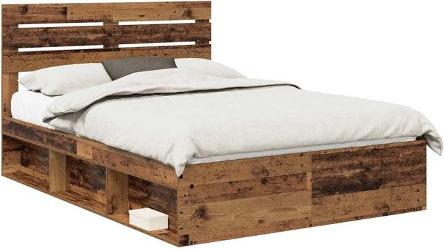 vidaXL Bettrahmen aus massivem Kiefernholz in Braun, B/T/H: 140 x 190 x 143 cm - Bild 1