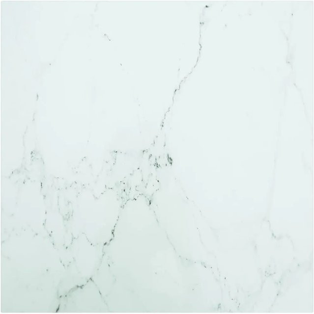 vidaXL Tischplatte aus Glas in Weiß mit Marmoroptik, B/T: 60 x 60 cm, Höhe: 0,6 cm - Bild 1