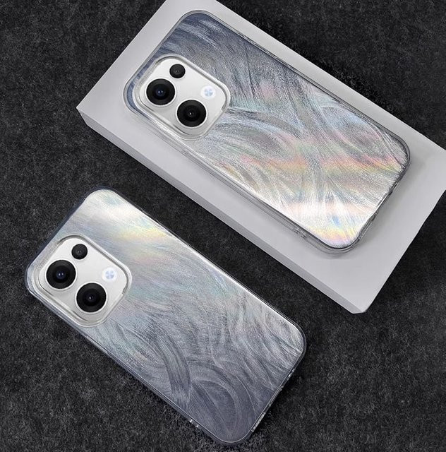 EUCAGR Schutzhülle für OPPO A6 Pro 5G, OPPO A6 Pro 4G und OPPO F31 5G in Silber Laser Gradienten Design mit harter Rückseite - Bild 1