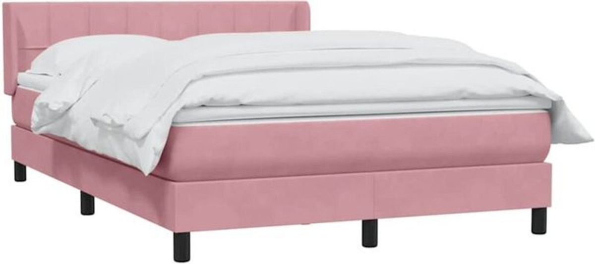 vidaxl Boxspringbett mit Matratze aus Samt in Rosa, B/T/H: 140 x 210 cm - Bild 1