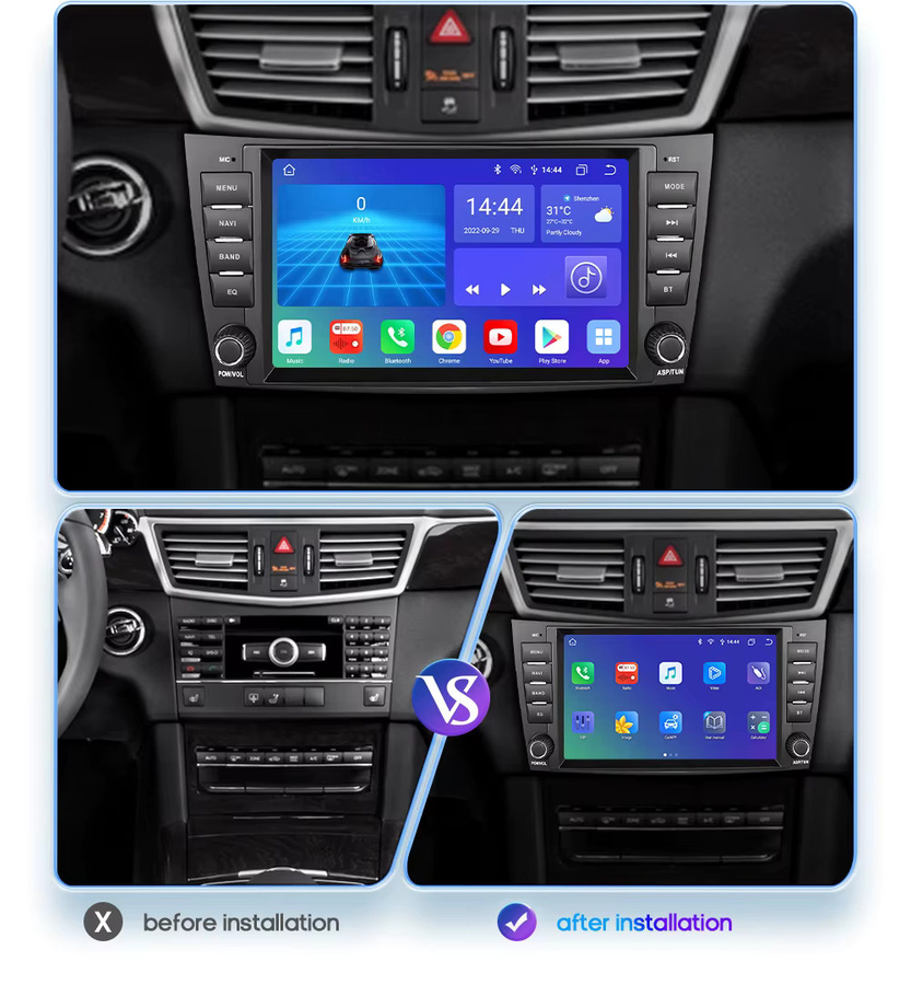 OSSURET 2DIN Android Autoradio für Mercedes Benz E-Klasse W211 und W219 mit GPS, 4G und Wireless Carplay in Schwarz - Bild 3