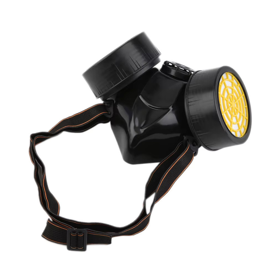 Karocola Halbe Gasmaske Atemschutzmaske in Schwarz mit Doppelfilter für organische Dämpfe und chemischen Schutz sowie Staubschutz inklusive Schutzbrille - Bild 3