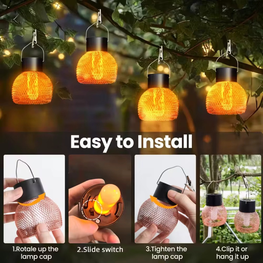 Leclstar LED Solarleuchte mit Flammeneffekt als dekorative Hängelaterne für den Außenbereich - Bild 4