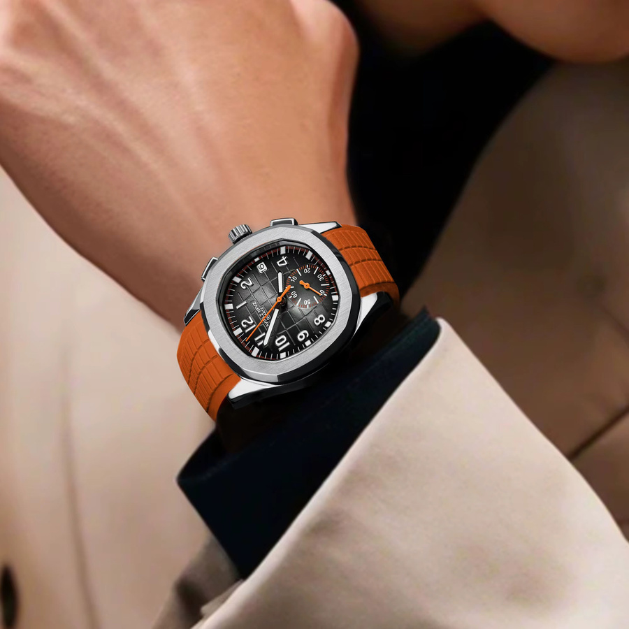 NAVIFLZ NFVZ Chronograph, Quarz, Orange, Silikon, 40 mm, Herren - Bild 5