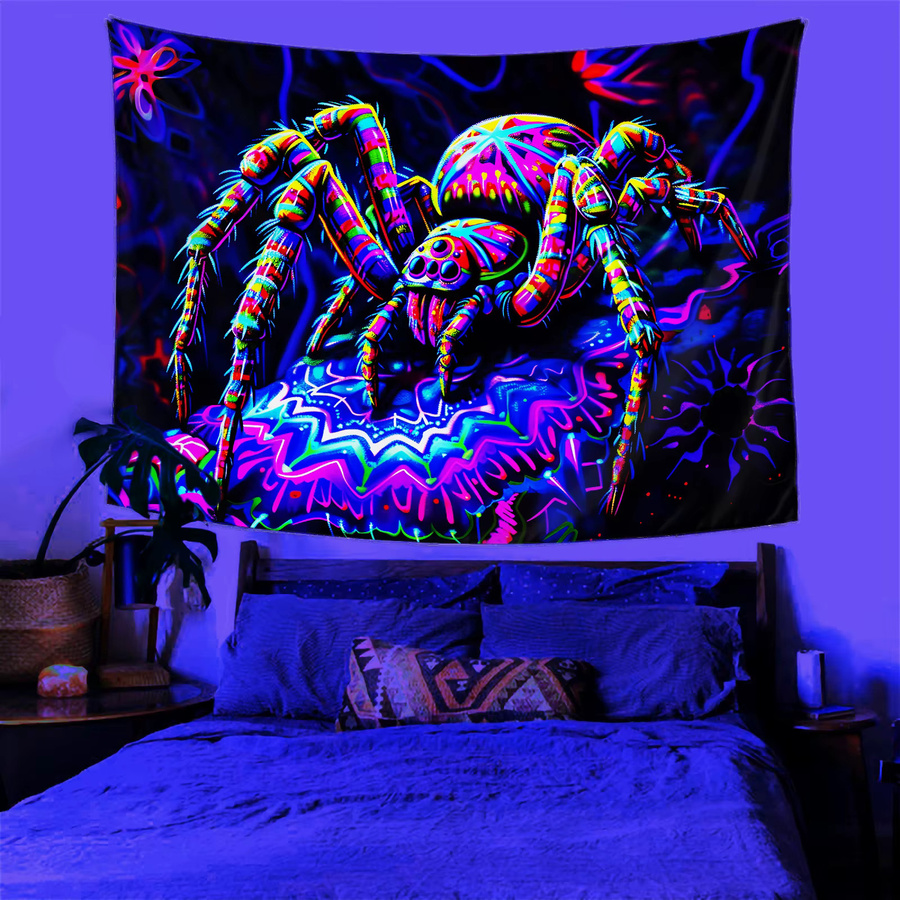 VIKAMA Halloween Spinnen Wandteppich in Multicolour für Wohnzimmer und Schlafzimmer, dekorative Wanddekoration mit Tiermotiv, Breite: 60 cm, Höhe: 60 cm - Bild 2