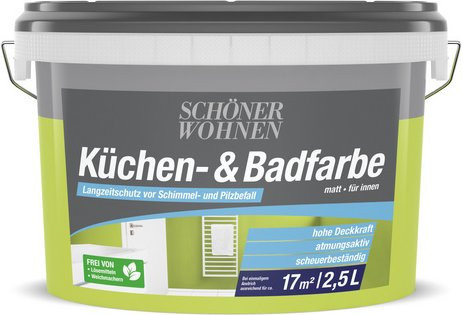 Schöner Wohnen Feuchtraumfarbe Hellgrün Matt, 2,5 l - Bild 1