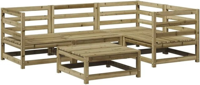 vidaXL 5-teilige Garten-Sofagarnitur aus imprägniertem Kiefernholz in rustikalem Design - Bild 1