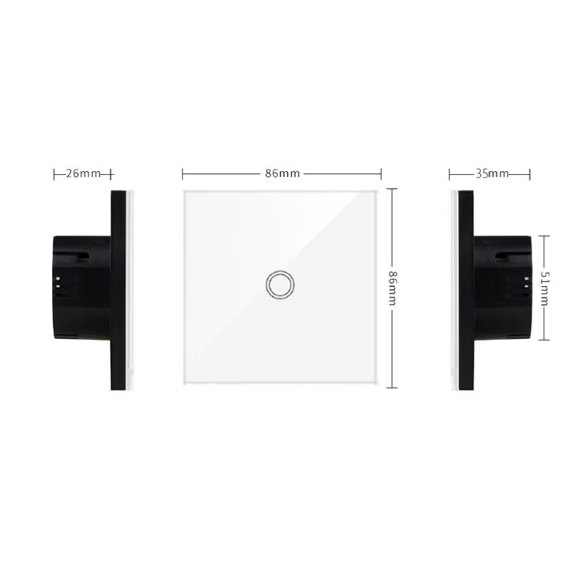 Moderner EU Touch Wandlicht-Schalter aus gehärtetem Kristallglas mit LED-Hintergrundbeleuchtung, transparent blau, AC100-240V - Bild 4