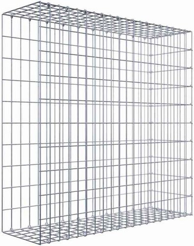 Gabiona Anbaukorb Typ 2 aus Stahl, silbergrau, B/T/H: 100 x 100 x 30 cm, Maschenweite: 5 x 10 cm - Bild 1