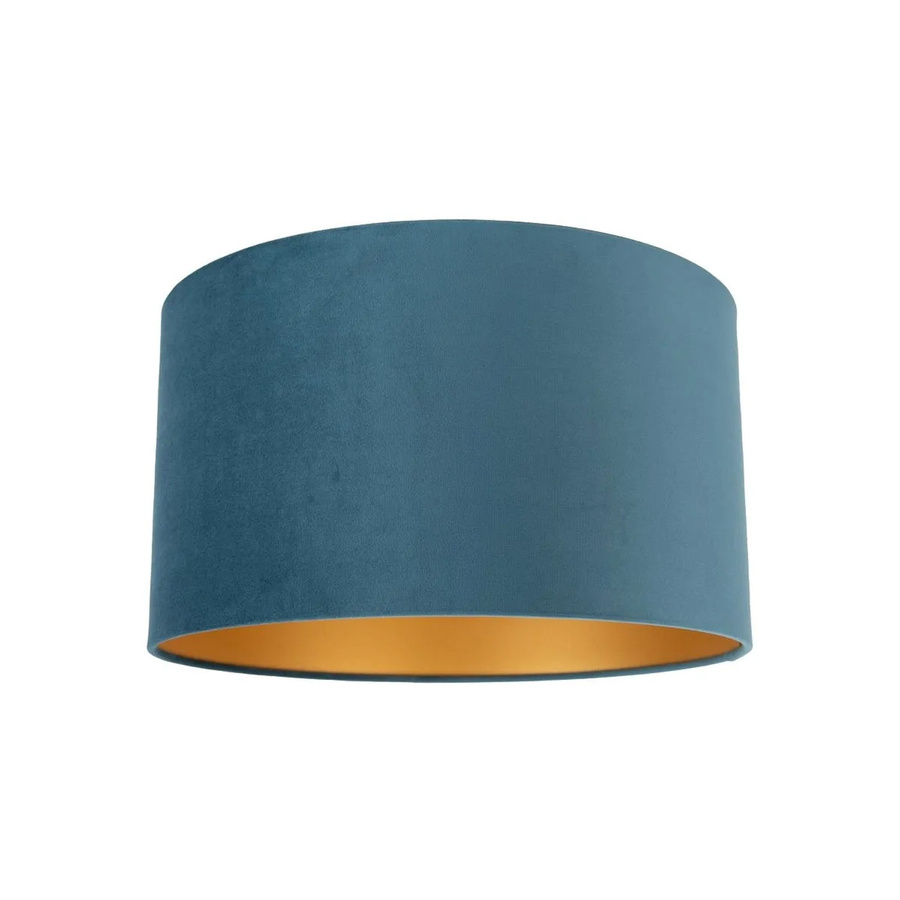 QAZQA Samt Lampenschirm Blau mit goldener Innenseite, B: 35 cm, T: 35 cm, H: 20 cm - Bild 2