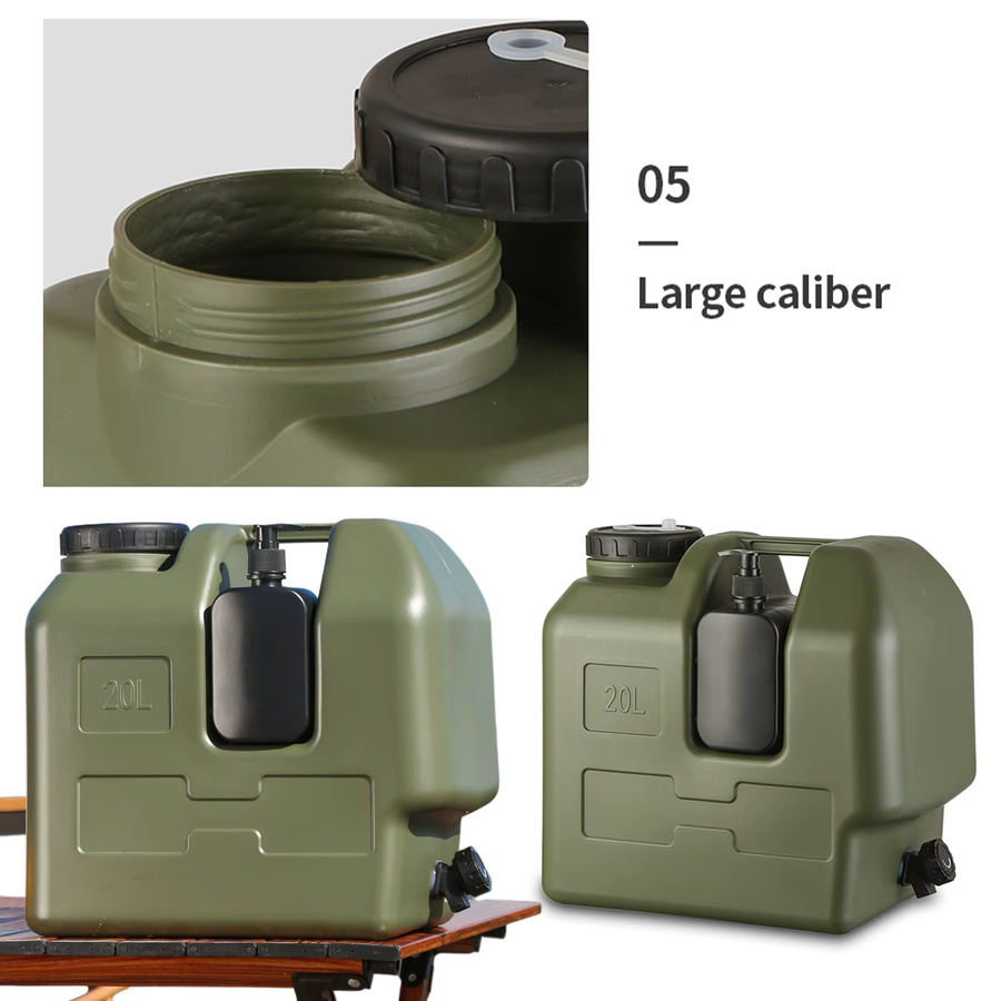 APWIKOGER Tragbarer Camping-Wasserbehälter mit Zapfhahn und Seifenspender, 20 l, Grün, BPA-freier Wassertank für Outdoor und Auto - Bild 5