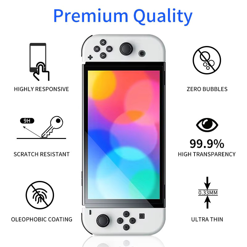Displayschutzfolie aus gehärtetem Glas für Nintendo Switch OLED, transparentes Anti-Kratz-Zubehör - Bild 3