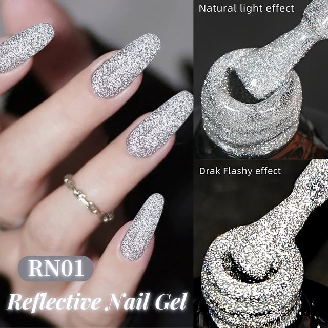 LILYCUTE Glitzer-Gel-Nagellack, Silber, 7 ml - Bild 1