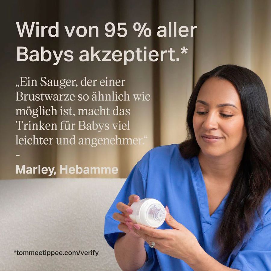 Tommee Tippee 2er-Pack Anti-Kolik-Babyflaschen mit breitem Flaschenhals, BPA-frei, transparent, 260 ml - Bild 2