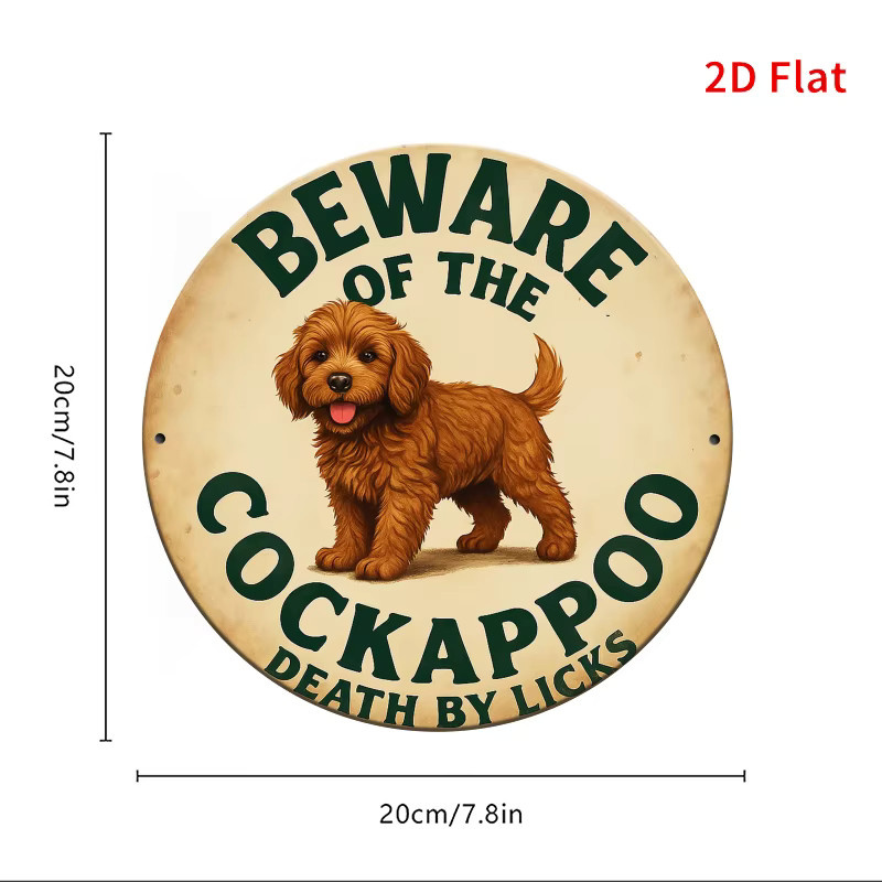 Potdemiel Warnschild Beware of the Cockapoo Metall-Deko im Vintage-Stil, B/H: 20 x 20 cm - Bild 2