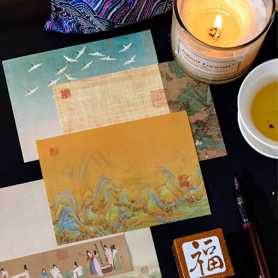 80 Blatt handgefertigtes Journaling-Papier im klassischen chinesischen Landschaftsstil für Scrapbooking und DIY-Dekoration, Mehrfarbig - Bild 4
