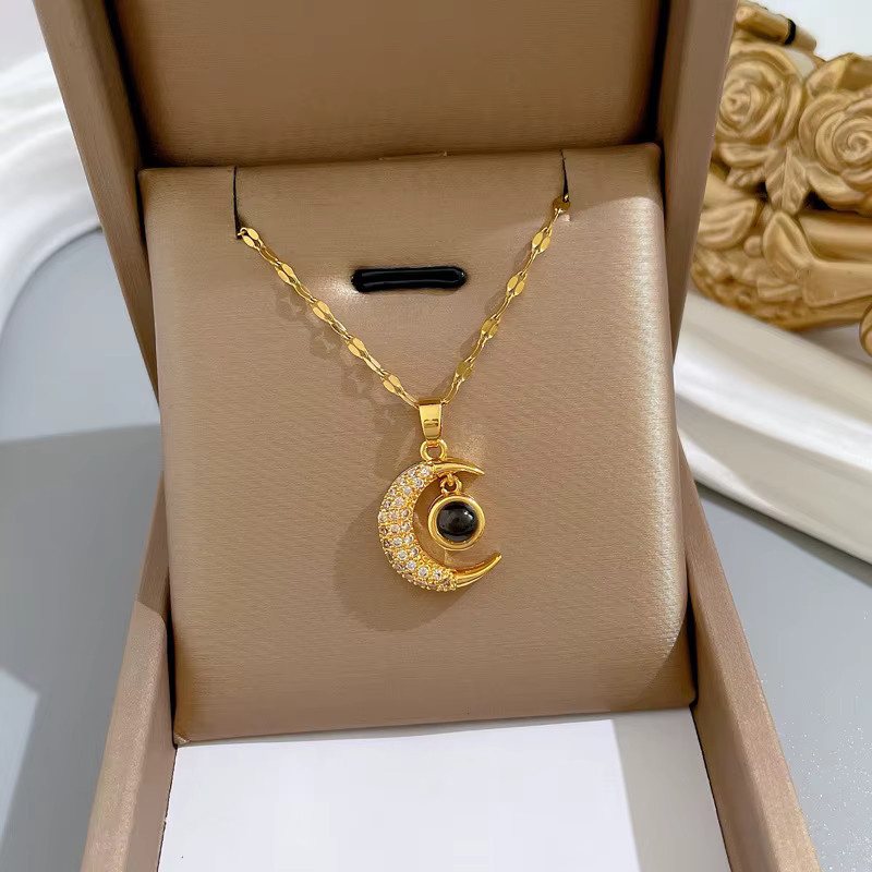 Marisa Halskette, Mond Anhänger, Edelstahl, Gold, Damen - Bild 3