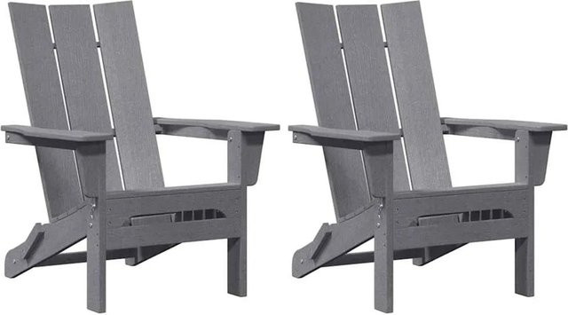 Set aus 2 vidaXL Gartenstühlen in Grau aus Polyethylen mit Armlehnen, B/T/H: 80,5 x 74,5 x 92 cm - Bild 1