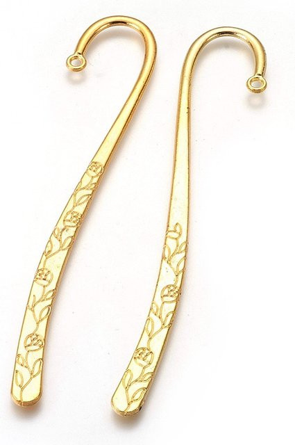 Goldfarbenes Lesezeichen aus Legierung mit einer Breite von 2,4 cm und einer Länge von 12,2 cm - Bild 1