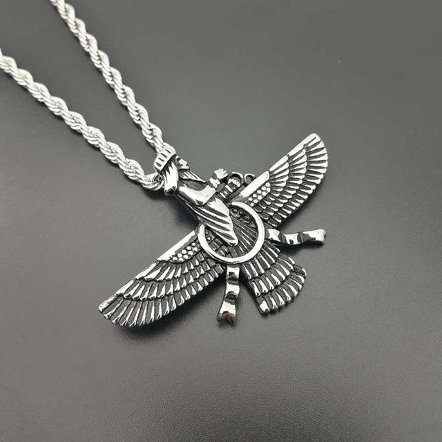YIRAN Halskette, Zoroastrischer Anhänger, Kupfer, Silber, Unisex - Bild 1