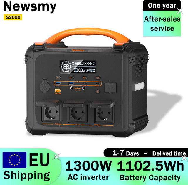 Newsmy S2000 Tragbare Powerstation 1300W Solargenerator mit 1102,5Wh LMFP-Batterie für Outdoor, Camping und Notstromversorgung zu Hause - Bild 1