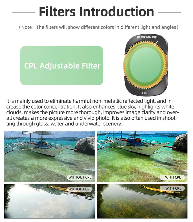 Sunnylife NDPL CPL Filter Kit für DJI Osmo Pocket 3, Objektiv Filter Set mit ND8 ND16 ND32 MCUV in Schwarz - Bild 3