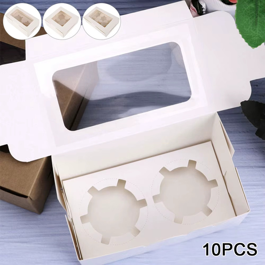 10 Stück Willstar Cupcake-Boxen aus Karton in Weiß mit 2/4/6 Löchern für Muffins und Süßigkeiten - Bild 3