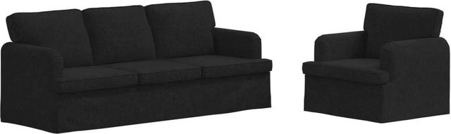 vidaXL Sofa 2-teilig in Schwarz mit Stoffbezug und Metallrahmen B/T/H: 144 x 80 x 85 cm - Bild 1