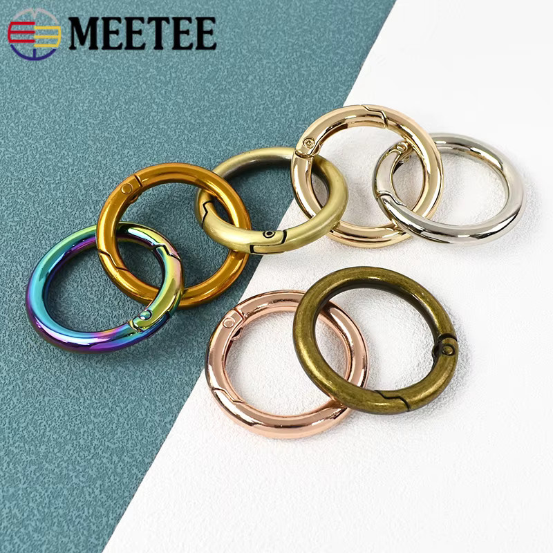 10 Stück Meetee Metallfeder-O-Ring-Schnallen als runde Karabiner-Karabinerhaken Schlüsselanhänger-Clips aus Stahl in Schwarz und Multicolour, Durchmesser: 16 bis 50 mm - Bild 4