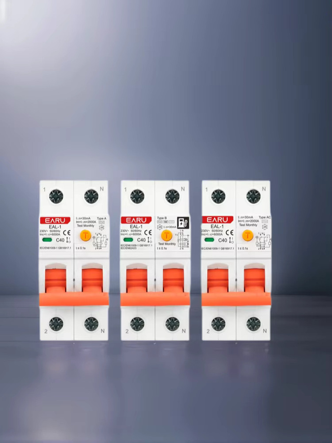 EARU 2er-Set Elektronischer Fehlerstromschutzschalter RCBO Typ A und B für EV-Ladestationen, 30mA, Weiß - Bild 3