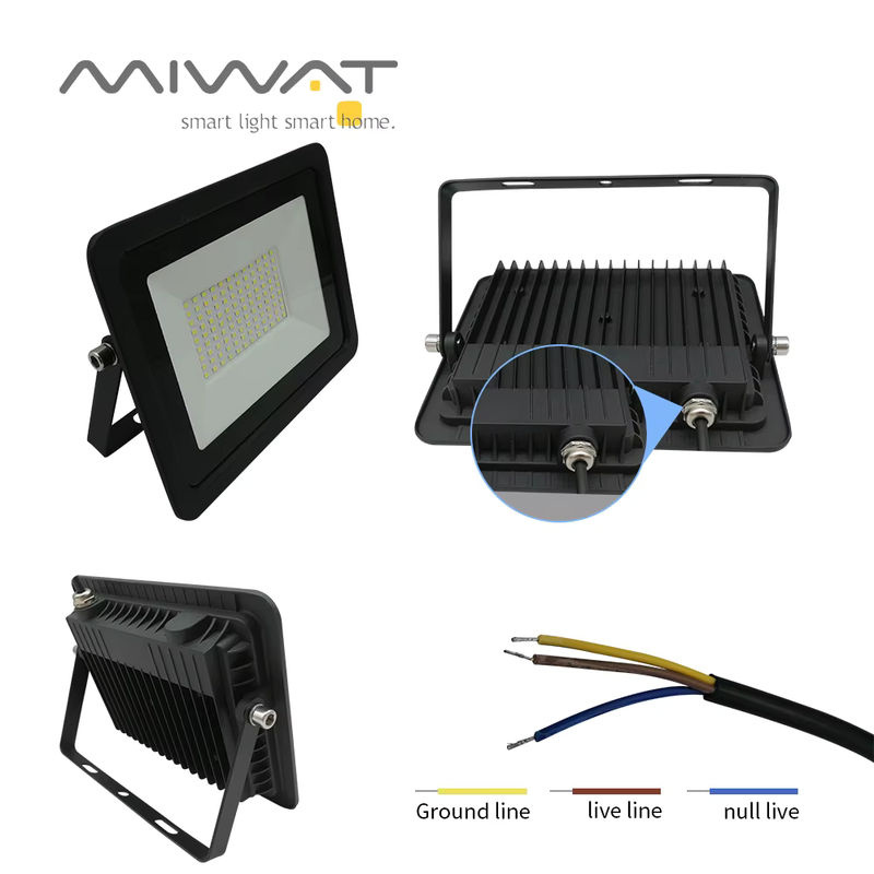 MIWAT LED Flutlicht Reflektor Scheinwerfer IP68 Wasserdicht Schwarz für Garten Straße und Wand - Bild 5
