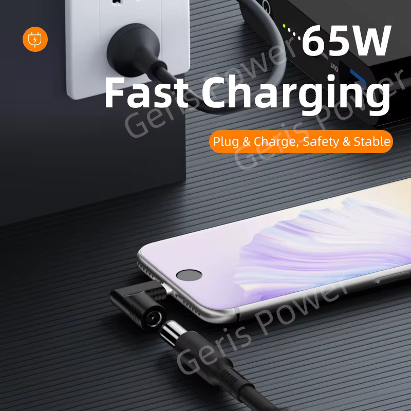 Geris Power USB Typ C auf DC 7,4 x 5,0 mm Netzteil-Konverter 65 W in Schwarz für HP, Dell, MacBook, Huawei, Lenovo, Xiaomi und Samsung - Bild 3