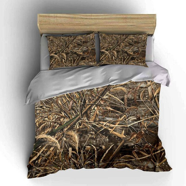 Drei-teiliges Camouflage Bettwäsche-Set aus Mikrofaser in Braun und Multicolour, B/T: 200 x 200 cm - Bild 1
