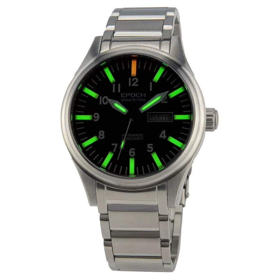 EPOCH Armbanduhr, Automatik, Edelstahl, 43 mm, Herren, Schwarz, Silber - Bild 2