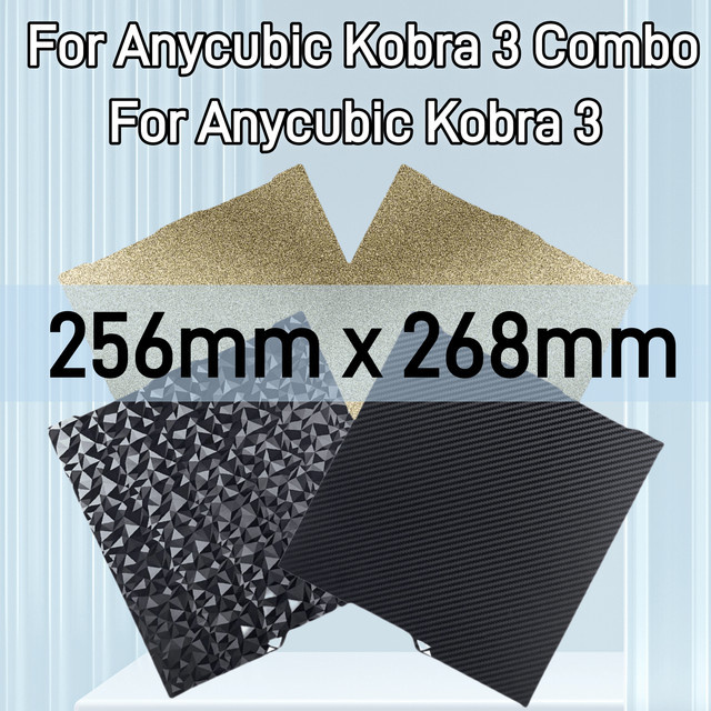 Anycubic Kobra 3 Bauplatte mit doppelseitiger Federstahl-PEO-PET-Folie in Schwarz, B: 26,8 cm, T: 25,6 cm - Bild 1